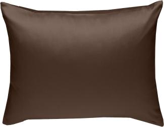 Bettwaesche-mit-Stil Mako-Satin / Baumwollsatin Bettwäsche uni / einfarbig dunkelbraun Kissenbezug 70x90 cm