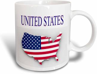 3dRose Set, USA-Flagge, Tasse, Keramik, 8,45 12,7 cm x x 15,2 cm, Weiß