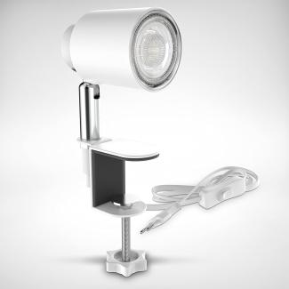 LED Klemmleuchte Leselampe Clip Bettlicht schwenkbar weiß GU10 Mini-Lampe 52mm