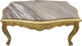 Casa Padrino Barock Couchtisch Gold mit eingesetzter Marmorplatte - Möbel Wohnzimmer Tisch Antik Stil