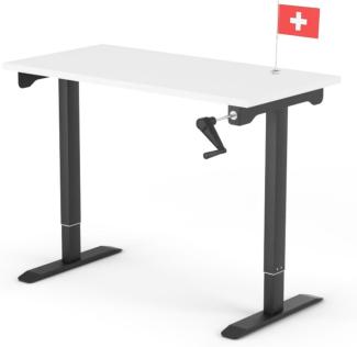 manuell höhenverstellbarer Schreibtisch EASY 120 x 60 cm - Gestell Schwarz, Platte Weiss