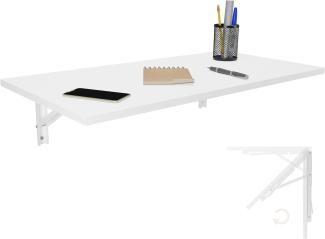 Wandklapptisch Schreibtisch Tischplatte 80x40 cm in Weiß Klapptisch Esstisch Küchentisch für die Wand Bartisch Stehtisch Wandtisch Tisch klappbar zur Wandmontage im Büro Küche