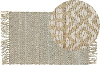 Teppich beige 50 x 80 cm geometrisches Muster Kurzflor zweiseitig DORTYOL