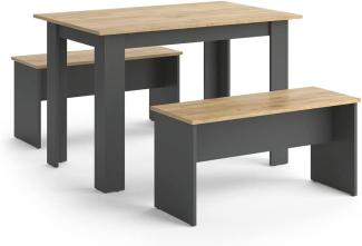 Vicco Tischgruppe Sitzgruppe Esszimmer Sentio Esstisch Anthrazit Eiche 110 cm