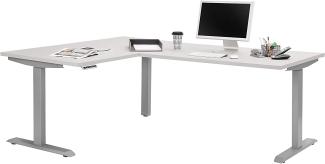Maja Höhenverstellbarer Schreibtisch 5514 Metall platingrau - weiß matt