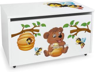 Leomark Spielzeugtruhe auf Rädern, Bär und Bienen