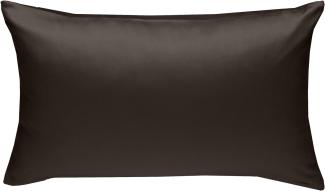 Bettwaesche-mit-Stil Mako-Satin / Baumwollsatin Bettwäsche uni / einfarbig Espresso Braun Kissenbezug 40x60 cm