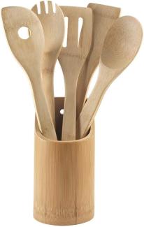 6-tlg. Bambus Küchenhelfer Küchenutensilien Kochlöffel Holz Set mit Behälter