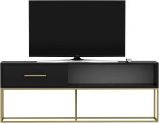 TV Lowboard Mira Schwarz Gold mit Metall Füße 9635