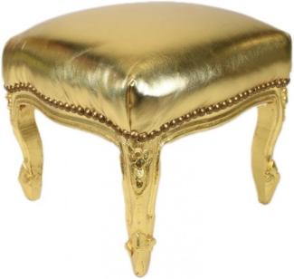 Casa Padrino Barock Fußhocker Gold Lederoptik / Gold - Antik Stil Möbel - Hocker