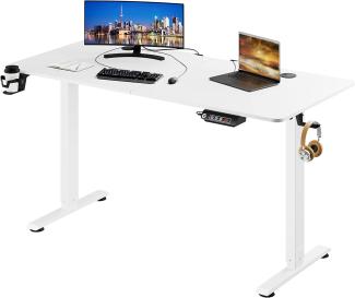 Casaria Höhenverstellbarer Schreibtisch mit Tischplatte 140x60cm Elektrisch LCD- Display 73-118cm Stahlgestell Zubehör Büro Gaming Computertisch Weiß