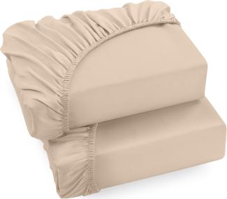 Utopia Bedding - 2er Set Spannbettlaken 90x200cm - Beige - Gebürstete Mikrofaser Spannbetttuch - 35 cm Tiefe Tasche