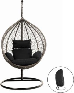 HOME DELUXE Polyrattan Hängesessel CIELO - Schwarz mit Regenabdeckung