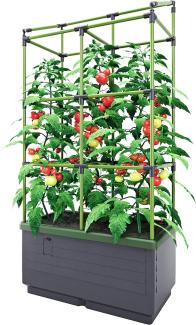 Bio Green Pflanzkübel CITYJUNGLE | Hochbeet für Balkon und Terrasse | Wasserspeicher und Rankhilfe integriert | Blumenkasten für Gemüse und Kräuter | 62 x 33 x 128 cm