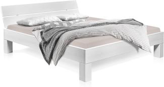 Möbel-Eins LUKY 4-Fuß-Bett mit Kopfteil, Material Massivholz, Fichte massiv weiss 120 x 220 cm