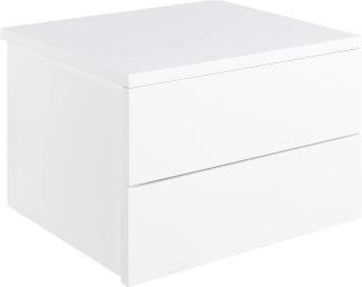 AC Design Furniture Asta Nachttisch mit 2 Schubladen in Weiß, 1 Stk, B: 37 x H: 24,6 x T: 32 cm, Kleiner Nachtschrank zur Wandmontage, Griffloses Wandregal zum Schlafzimmer, Moderne Nachtkommode Weiß