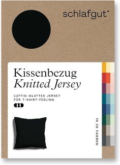 Schlafgut Knitted Jersey Bettwäsche | Kissenbezug einzeln 40x40 cm | off-black