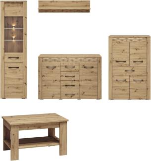 Wohnzimmer-Set "Artis" Wohnwand 5-teilig Artisan Eiche MDF