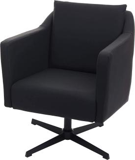 Lounge-Sessel HWC-H93b, Sessel Cocktailsessel Relaxsessel mit Fußkreuz, drehbar Kunstleder schwarz