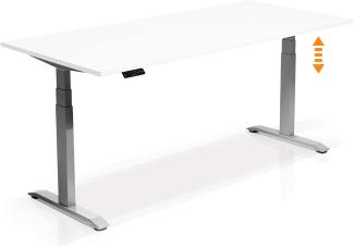 Möbel-Eins OFFICE ONE elektrisch höhenverstellbarer Schreibtisch / Stehtisch, Material Dekorspanplatte grau 180x80 cm weiß