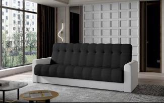 Designer Sofa Vido mit Schlaf- und Klappfunktion Weiß/Schwarz