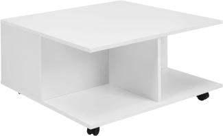Design Couchtisch 70x70 cm mit 2 Schubladen Weiß