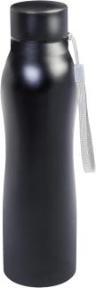 AXENTIA Design Thermoflasche 1000 ml geschwungene Form, Edelstahl-Trinkflasche doppelwandig für Büro & Alltag, schwarz