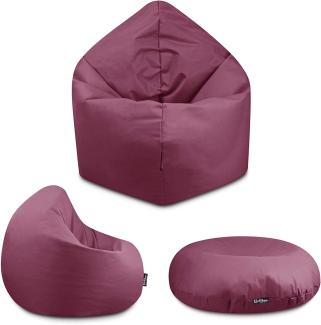 BuBiBag - 2in1 Sitzsack Bodenkissen - Outdoor Sitzsäcke Indoor Beanbag in 32 Farben und 3 Größen - Sitzkissen für Kinder und Erwachsene (125 cm Durchmesser, Weinrot)