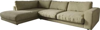 Ecksofa Cubico 325x225 cm Strukturstoff Olive Ottomane links