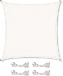 CelinaSun Sonnensegel inkl Befestigungsseile Premium PES Polyester wasserabweisend imprägniert Quadrat 2,6 x 2,6 m weiß