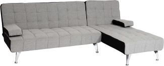 Schlafsofa HWC-K22, Couch Ecksofa Sofa, Liegefläche links/rechts Schlaffunktion 236cm ~ Stoff/Textil hellgrau, schwarz