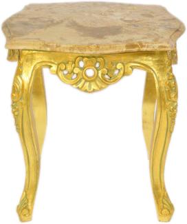 Casa Padrino Barock Beistelltisch Gold mit cremefarbener Marmorplatte 55 x 55 cm x H 55 cm