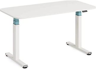 Steelcase Solo höhenverstellbarer Sitz-Steh-Schreibtisch mit Tischplatte in Snow und Gestell in Pearl Snow mit der Akzentfarbe Lagune (140 x 70 cm)