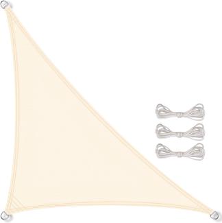 CelinaSun Sonnensegel inkl Befestigungsseile Premium PES Polyester wasserabweisend imprägniert Dreieck rechtwinklig 4,6 x 4,6 x 6,5 m Creme weiß