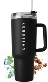 SMILODOX Thermobecher 1,2 L - Kaffeebecher to go, doppelwandige Edelstahl Thermoskanne für heiße und kalte Getränke, große Trinkflasche mit Strohhalm, Wasserflasche für Sport, Schule und Outdoor