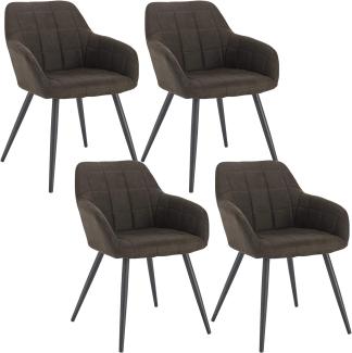 WOLTU 4 x Esszimmerstühle 4er Set Esszimmerstuhl Küchenstuhl Polsterstuhl Design Stuhl mit Armlehne, mit Sitzfläche aus Stoffbezug, Gestell aus Metall, Dunkelbraun, BH224dbr-4