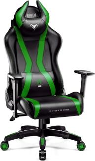 Diablo X-Horn 2. 0 Gaming Stuhl Bürostuhl Gamer Chair Schreibtischstuhl 3D Armlehnen Ergonomisches Design Nacken/- Lendenkissen Kunstleder Wippfunktion Grün Normal (L)