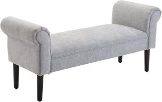 HOMCOM Polsterbank Sitzbank Lounge Sitzhocker Flurbank Bettbank elegant mit gerollten Seiten Leinenstoff Schaumstoff Polyester Hellgrau 132 x 45,5 x 58 cm