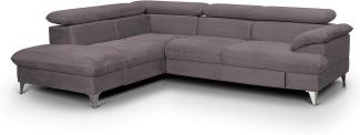 Mivano Ecksofa David / Moderne Couch in L-Form mit verstellbaren Kopfstützen und Ottomane / 256 x 71 x 208 / Mikrofaser-Bezug, Hellbraun