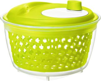 Rotho Fresh Salatschleuder, Kunststoff (PP) BPA-frei, grün/transparent, 4,5l (25,0 x 25,0 x 16,5 cm)