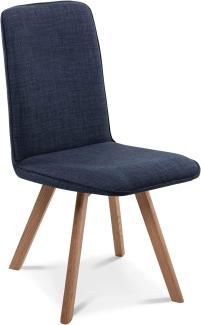 Möbel-Eins GLORIA Polsterstuhl, Gestell Massivholz blau ohne Drehfunktion Stoff