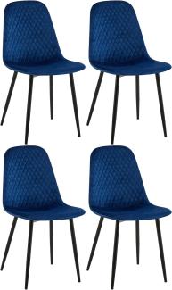 4er Set Stühle Giverny Samt (Farbe: blau)