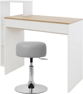 Schreibtisch mit Sitzhocker 110x72x40 cm Weiß/Sonoma-Eiche aus Holz ML-Design