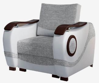 Casa Padrino Luxus Sessel Grau / Hellgrau / Dunkelbraun / Silber 88 x 97 x H. 90 cm - Wohnzimmer Sessel - Wohnzimmer Möbel - Luxus Möbel - Luxus Wohnzimmer Einrichtung