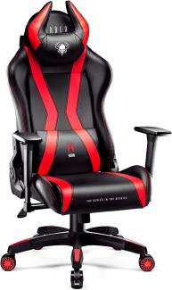 Diablo X-Horn 2. 0 Gaming Stuhl für Kinder Bürostuhl Gamer Chair Schreibtischstuhl 3D Armlehnen Ergonomisches Design Nacken/- Lendenkissen Kunstleder Wippfunktion Rot Kids (S)