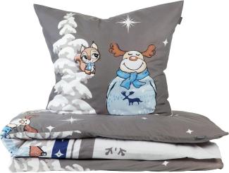 Schiesser Feinbiber Bettwäsche Set Kitta mit coolem Winter-Print