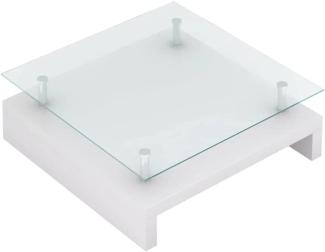 Salontisch mit Glasplatte, Weiß, 32 x 77 x 77 cm