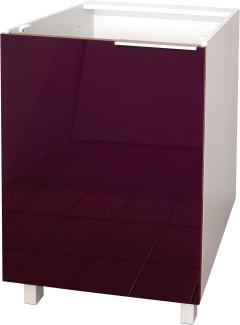 Berlioz Creations CP6BA Unterschrank für Küche mit 1 Tür, in auberginefarbenem Hochglanz, 60 x 52 x 83 cm, 100 Prozent französische Herstellung