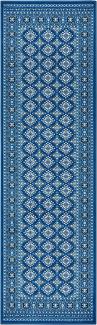 Orientalischer Kurzflor Teppich Sao Jeans Blau - 80x250x0,9cm