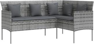 Sofa in L-Form mit Kissen Poly Rattan Grau